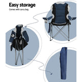 Camping Folding Chair Set of 2 – Lightweight Portable Outdoor Chairs, Navy