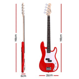Alpha Electric Guitar Bass  47 Inch Red