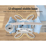 U-shaped stable base design of kids slide swing set for increased weight and stability, featuring water infusion holes.