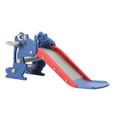 Kids slide set with basketball hoop, featuring smooth surface and secure grip handles for safe climbing.