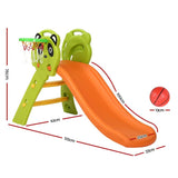 Kids slide set with basketball hoop, eco-friendly design, 100cm long slide, safe play for children.