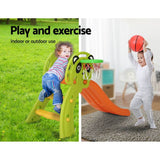 Kids slide set with basketball hoop for indoor and outdoor fun, promoting play and exercise.