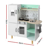 Kids wooden pretend kitchen play set with realistic oven, sink, and accessories for imaginative play, safety approved construction.