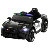Kids electric police car toy, 12V battery-powered with working lights and safety seat belt for realistic driving fun.