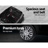 Kids Ride On SUV car interior showing spacious seat with safety belt and premium non-slip tyres.