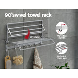 Towel Rail Rack Holder 4 Bars Wall Mounted Aluminium Foldable Hanging The Yak Merchant