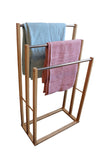 Bamboo Towel Bar Metal Holder Rack 3-Tier Freestanding for Bathroom anThe Yak Merchant