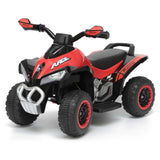 Red kids 4WD quad ride-on for children, speeds up to 3km/h, perfect for outdoor adventures.
