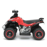 Kids 4WD Quad Ride in red for children, designed for fun and adventure, featuring robust tires and stylish graphics.