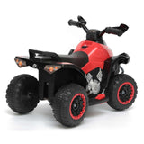 Red kids 4WD quad ride-on with four wheels, ideal for outdoor adventures and fun for children.