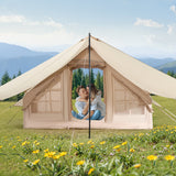 VEVOR Inflatable Tents for Camping, 3-5 Person Easy Setup Blow up Tent with Hand Pump, 300D Oxford 4 Season Glamping Tent with Canopy, Stove Jack, 2 Doors & 2 Mesh Windows (Storage Bag Included)