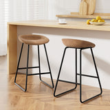 Artiss 2x Bar Stools Kitchen Dining Chairs Counter Stool PU Leather Metal Brown