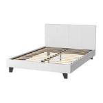 Double Bed Frame White Neo – Upholstered with Padded Headboard