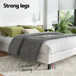 Double Bed Frame White Neo – Upholstered with Padded Headboard