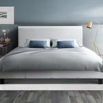 Double Bed Frame White Neo – Upholstered with Padded Headboard