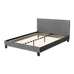 Neo Queen Size Bed Frame Upholstered in Grey Boucle with Textured Headboard