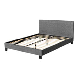 Neo Queen Size Bed Frame Upholstered in Grey Boucle with Textured Headboard