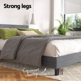 Neo Queen Size Bed Frame Upholstered in Grey Boucle with Textured Headboard