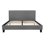 Neo Queen Size Bed Frame Upholstered in Grey Boucle with Textured Headboard