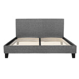 Neo Queen Size Bed Frame Upholstered in Grey Boucle with Textured Headboard
