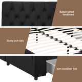 Artiss King Bed Frame Storage Charging Station Upholstered 3 Drawers USB Type-C