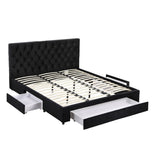 Artiss King Bed Frame Storage Charging Station Upholstered 3 Drawers USB Type-C