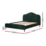 Artiss Bed Frame Queen Size Velvet Dark Green OLANThe Yak Merchant