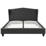 Artiss Queen Bed Frame Wingback Headboard Charcoal Grey Linen Upholstered Platform Bed Base
