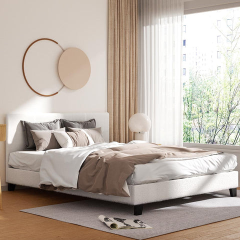 Queen Size Bed Frame – NEO Boucle Upholstered