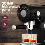 20-Bar Espresso Coffee Machine – Black Café-Style Maker