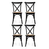Artiss 4x Dining Chairs Rattan Wooden Kitchen Accent Chair Cafe Lounge Rubber Wood
