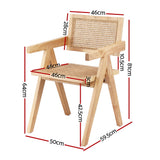 Artiss 1x Dining Chair Wooden Rattan Seat Rubber Wood Frame