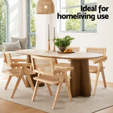 Artiss 1x Dining Chair Wooden Rattan Seat Rubber Wood Frame