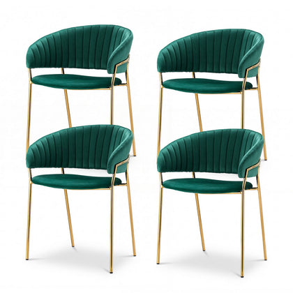 Artiss Dining Chairs Set of 4 Velvet Hollow Armchair Green