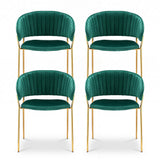 Artiss Dining Chairs Set of 4 Velvet Hollow Armchair Green