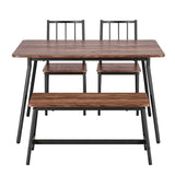 Artiss Dining Table and Chairs Set of 4 Bench Kitchen Furniture Rustic Brown