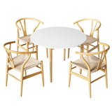 Artiss Dining Table and 4 Chairs Set Wishbone Wood