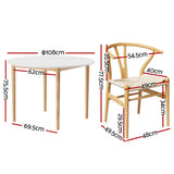 Artiss Dining Table and 4 Chairs Set Wishbone Wood