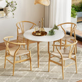 Artiss Dining Table and 4 Chairs Set Wishbone Wood