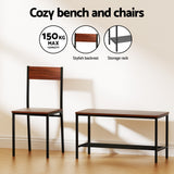 Artiss Dining Table and Chairs Set of 4 Storage Bench Kitchen Furniture Walnut