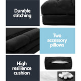 Artiss Floor Lounge Sofa Bed 2-seater Charcoal Suede