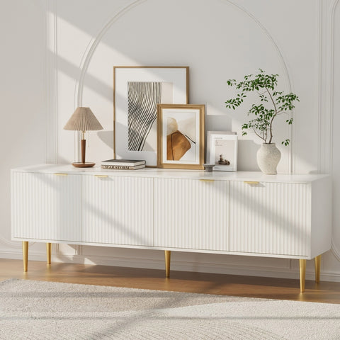 White 180cm TV Stand & Entertainment Unit with Storage