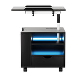 Bedside Table with USB Charging & LED Adjustable Laptop Tray