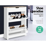 Shoe Cabinet Rack Storage Organiser Cupboard Shelf Drawer 16 Pairs WhiThe Yak Merchant