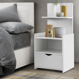 Bedside Table 1 Drawer with Shelves - EVERMORE WhiteThe Yak Merchant