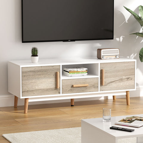 Gino Series 120cm TV Cabinet – Contemporary White Wood Entertainment Unit