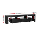 Modern 200cm TV Cabinet with RGB Lighting – Gloss Black Entertainment Unit