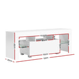 White Elo 130cm LED Entertainment Unit & TV Cabinet