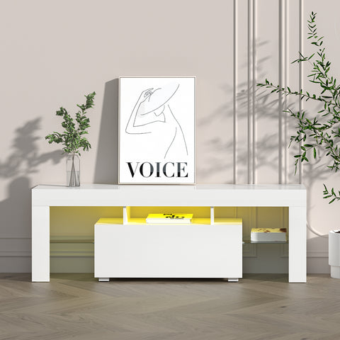 White Elo 130cm LED Entertainment Unit & TV Cabinet