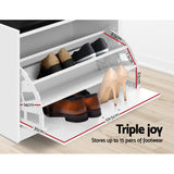 Artiss Shoe Rack Cabinet Bench 15 Pairs White Kyla